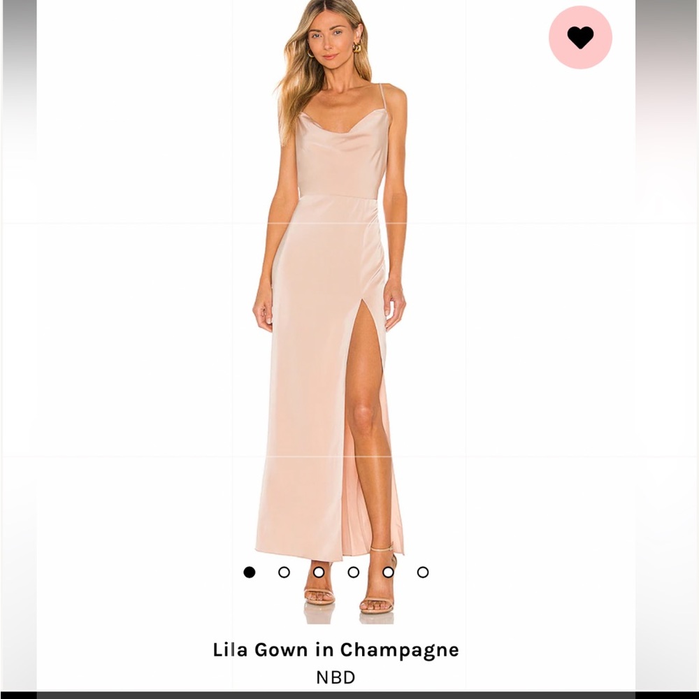 NBD Lila gown in champagne, size XXS